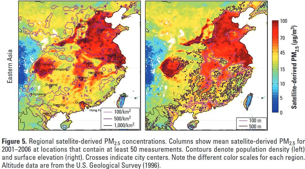 Satelliittidatasta arvioitu PM 2.5 -pitoisuus van Donkelaar et al.