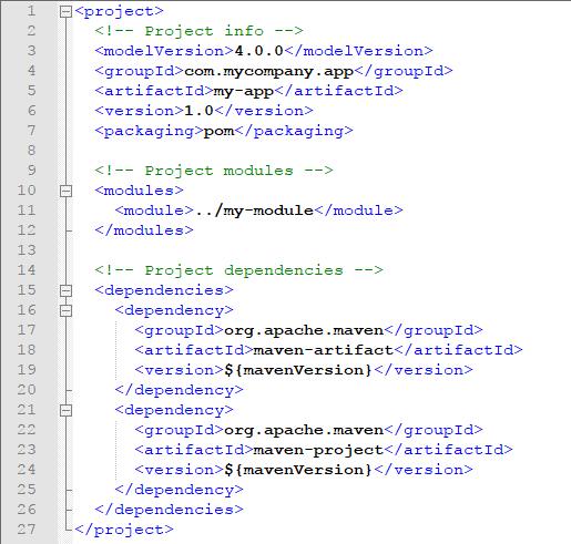 12 KUVA 4. Esimerkki pom.xml:n sisällöstä. Gradle vastaa toimintaperiaatteeltaan Mavenia. Se sisältää myös tarvittavia työkaluja, joiden avulla koodi saadaan paketoitua.