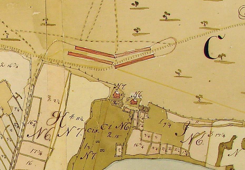 Vanhoja karttoja Ote Daniel Hallin laatimasta kartasta vuodelta 1767.