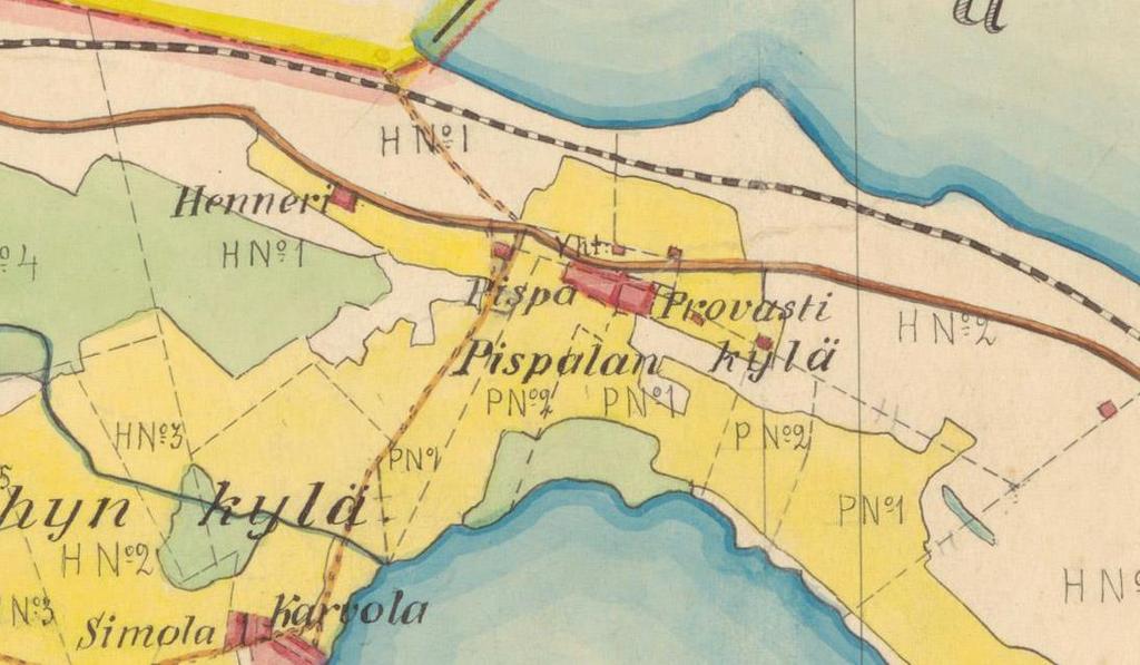 Alueella ei ole rakennuksia. Ote pitäjänkartasta vuodelta 1903 (Pirkkala 2123 09).