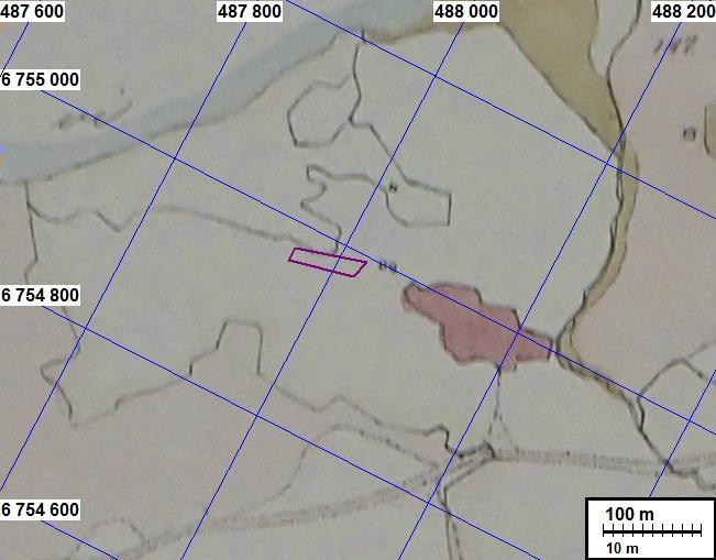 6 Kartta 6. Vuoden 1836 kartassa on samat merkinnät kuin 1839 kartassa (nro. 5.). Inventointi Ennen maastotyötä käytiin läpi vanha kartta-aineisto isojakokartoista viimeisiin peruskarttoihin.