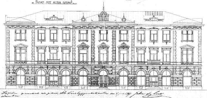 30 Kuva 58. Julkisivu Aurakadulle / F. Strandell arkitekturbyrå i Åbo v. 1907. Kuva 59. Aurakadun katunäkymä.