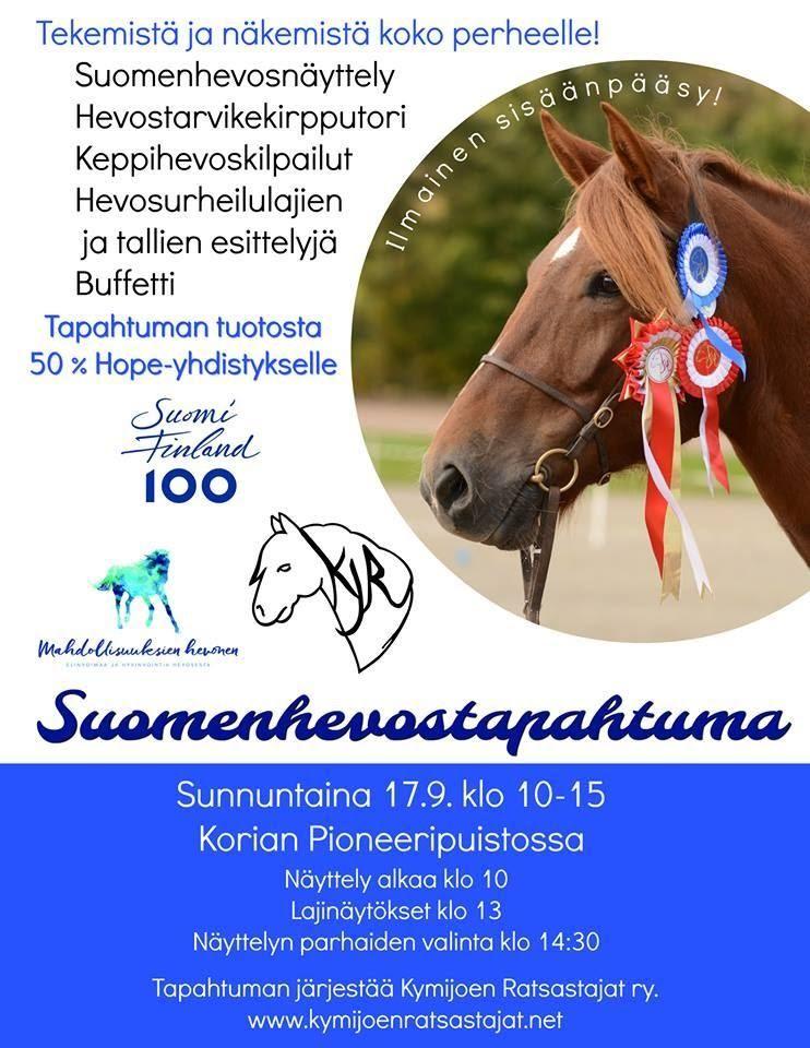 5.2 SUOMI100-TAPAHTUMA, SUOMENHEVOSTEN SHOW-NÄYTTELY Perinteinen suomenhevosten show-näyttely järjestettiin tänä vuonna Suomi100-juhlavuoden hengessä.