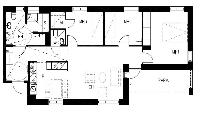 4h + k + s + parveke 90,0 m² B 17 2.