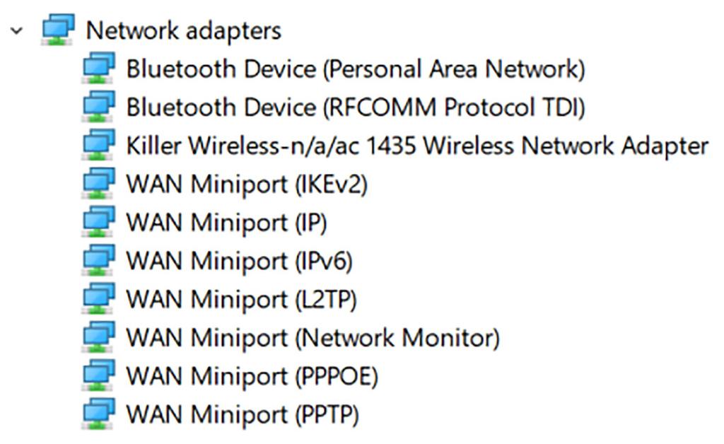 Intelin Wi-Fi- ja Bluetooth-ajurit Tarkista laitehallinnasta, onko järjestelmään asennettu verkkokortin ohjain. Asenna ohjainpäivitykset osoitteesta www.dell.com/support. Taulukko 32.