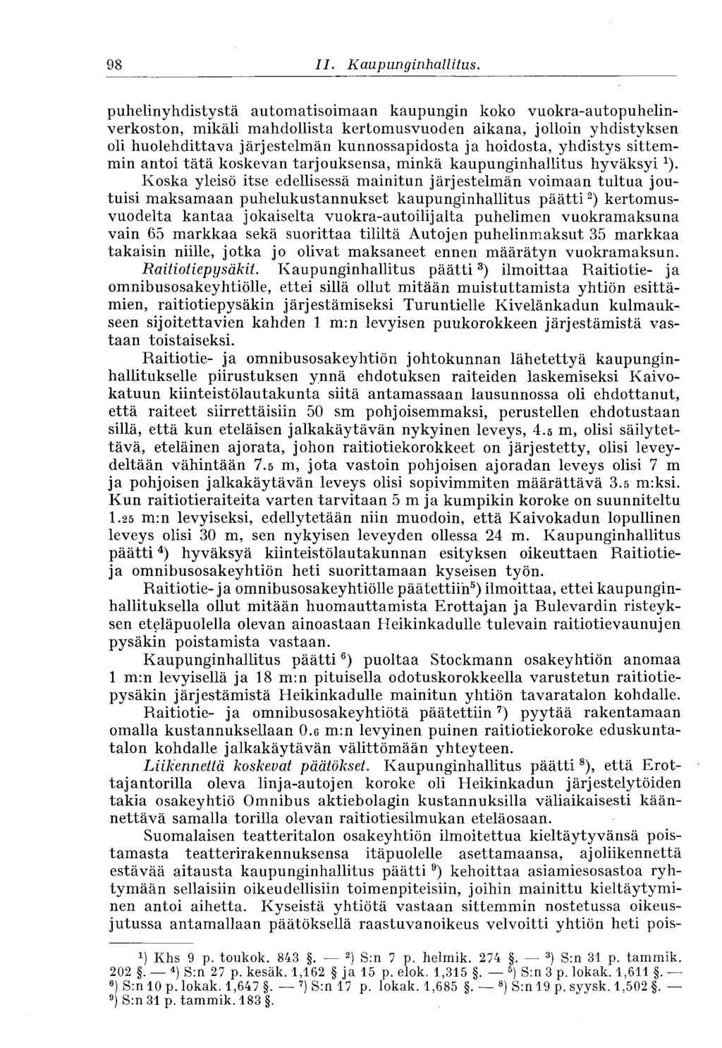 98 II. Kaupunginhallitus.
