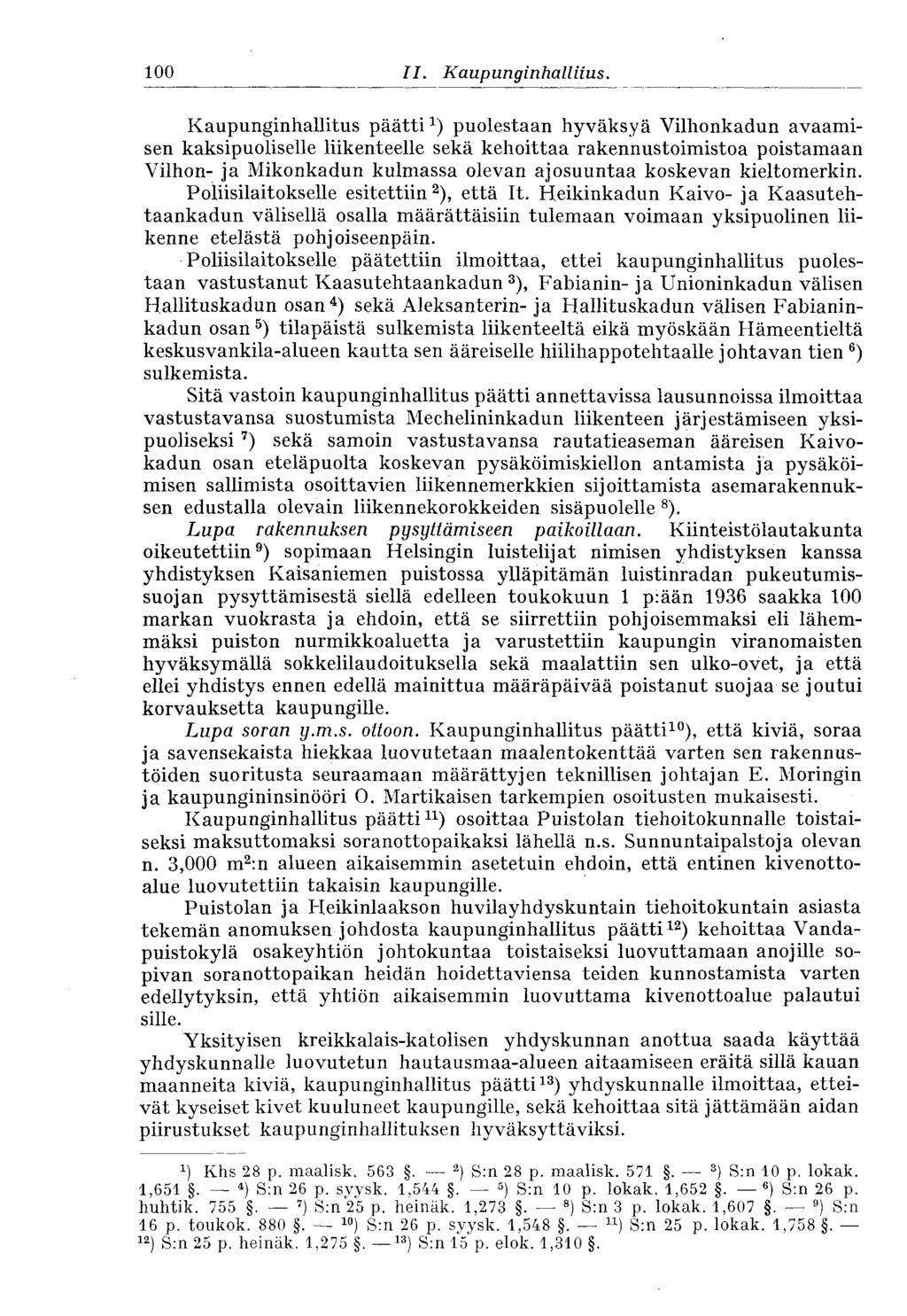 100 II. Kaupunginhallitus.