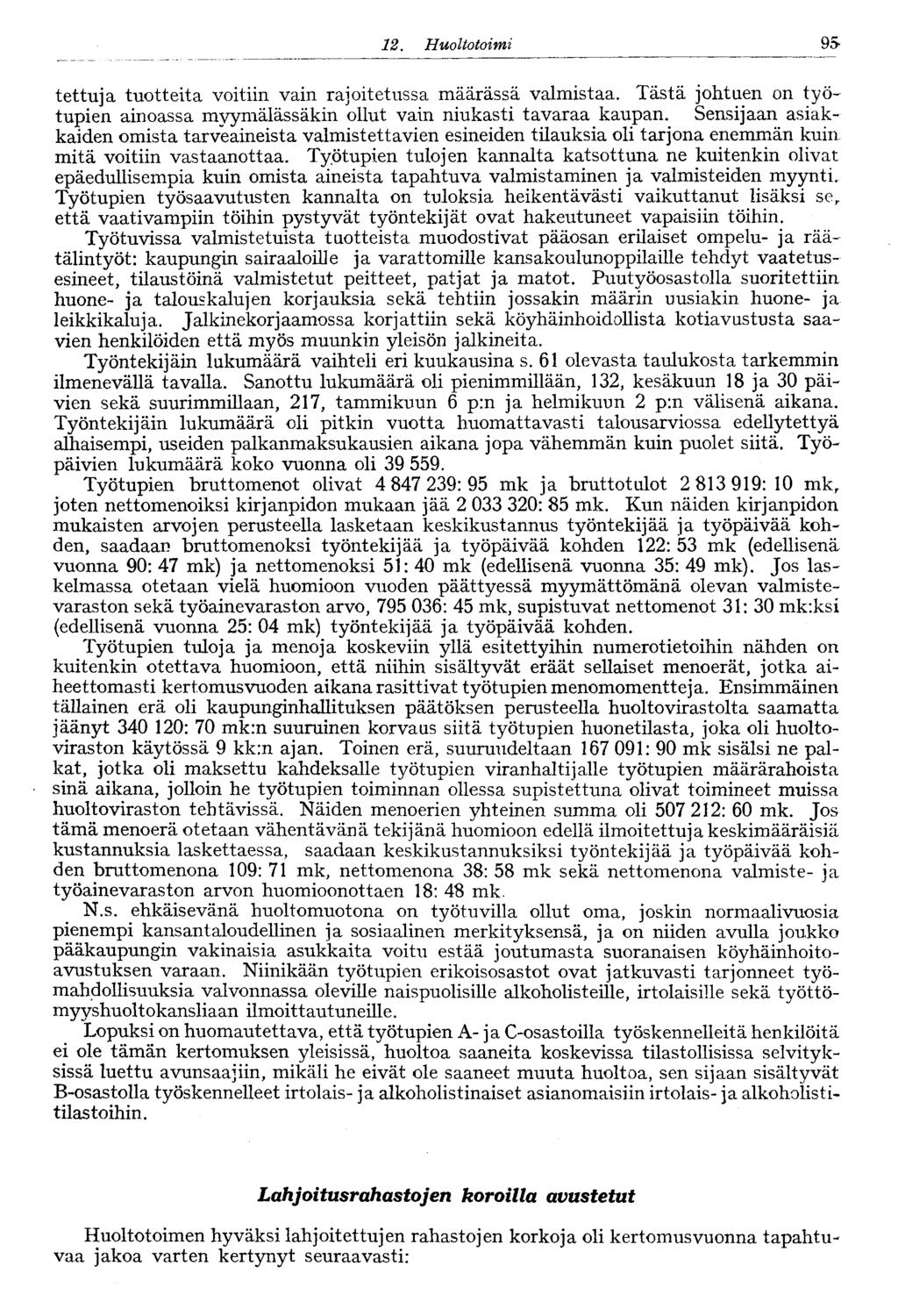 99. Huoltotoimi tettuja tuotteita voitiin vain rajoitetussa määrässä valmistaa. Tästä johtaen on työtupien ainoassa myymälässäkin ollut vain niukasti tavaraa kaupan.