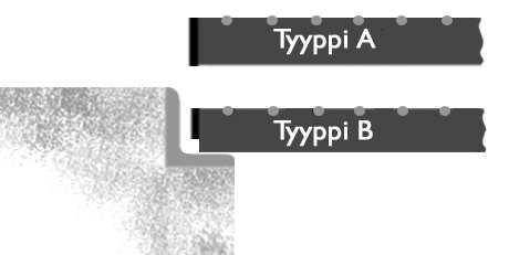 Tyyppi C Reunateräs 20 x 3 Ulkonäkösyistä voidaan tavallinen ritilä varustaa reunateräksellä 20 x