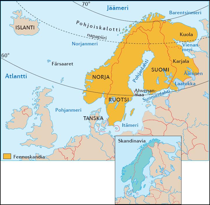 Fennoskandia on laaja luonnoltaan yhtenäinen maantieteellinen alue Mitä alueita