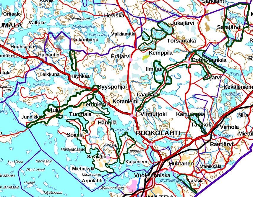 Jässi-jätevesihanke Imatran seudulla Neuvonta-alueet 2012 2017 LIITE 3 / 6 (8) 5 RUOKOLAHTI Ruokolahdella on Jässi-hankkeen toimesta jätevesineuvontaa tarjottu vuosina 2013, 2014, 2015, 2016 ja 2017.