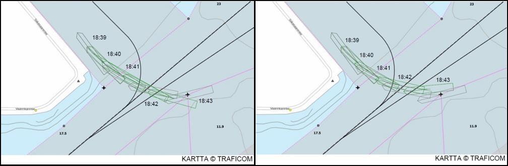 Vain keulan ohjailupotkurin vaikutusta simuloitiin, koska perän ohjailupotkurilla ei ollut vaikutusta aluksen kääntämiseen.