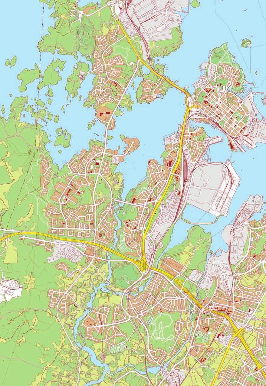 Norskankatu - Kirkkokatu - Kotkankatu - Kotkantie - Langinkoskentie - Lankilantie - Aittakorventie - Karhuvuorentie - Mussalontie - Harjantauksentie -