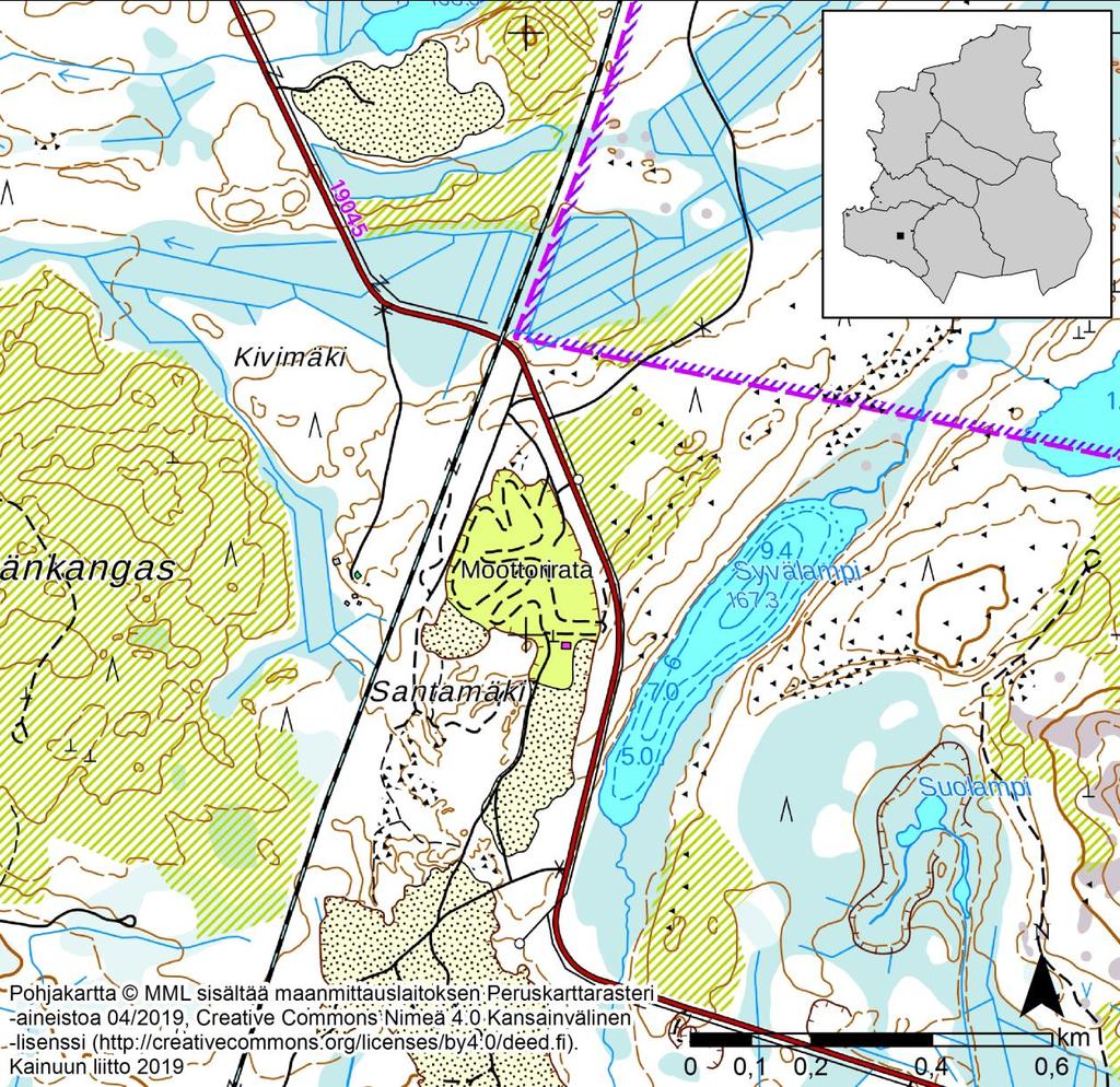 Kajaani/Santamäen moottoriurheilukeskus Ympäristölupa Sijainti ja ympäristö Pinta-ala Toiminta Myönnetty 2009. Voimassa 31.3.2029 saakka. Luvan hakija Kainuun moottorikerho ry.