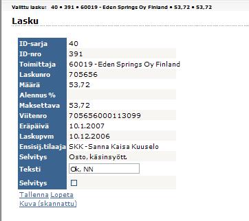 TALOUSHALLINTO 18(18) Tavarantarkastaja on