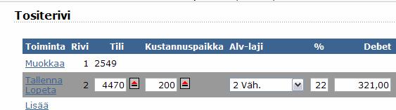 TALOUSHALLINTO 6(18) ylärivin ruudun, jolloin henkilön tiedot päivittyvät kaikille tarkastamattomille / hyväksymättömille riveille ja ostolasku poistuu ko. henkilön web-kierrosta.