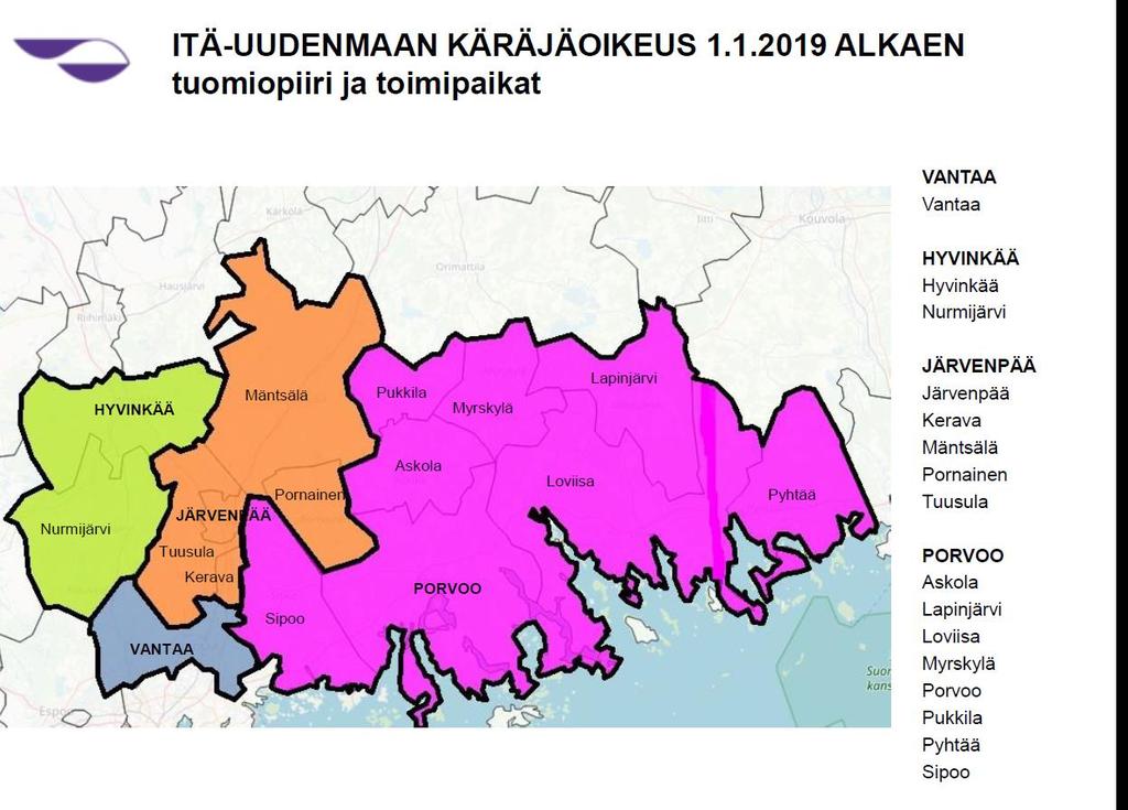 341/00.01.02.00/2019 6 käräjäoikeuden tuomiopiiriin. 2.1 Tuomiopiirien väestö 31.12.