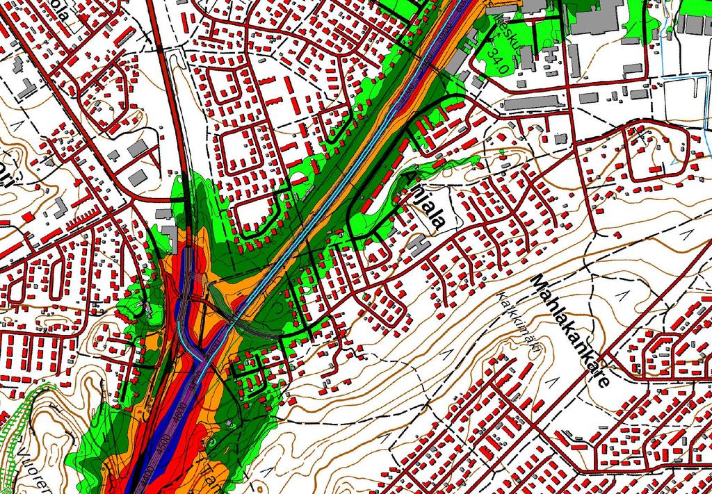 MELUSELVITYS Päiväajan meluvyöhykkeet LAeq 07-22 Ennuste 2040