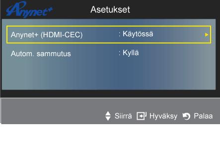 1-kanavaista ääntä, kytke DVD-laitteen tai satelliittivastaanottimen (eli Anynet-laitteen 1 tai 2) [DIGITAL AUDIO OUT (OPTICAL)] - liitäntä suoraan kotiteatterin vahvistimeen television sijaan.