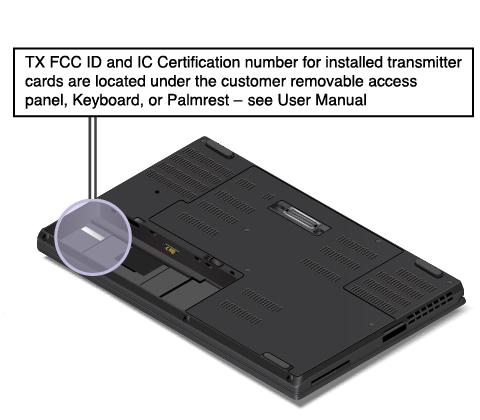 Jos tietokoneeseen on esiasennettu tehtaalla langaton moduuli, tarrassa näkyy Lenovon asentaman langattoman moduulin varsinainen FCC- ja IC-laitehyväksyntämerkintä.
