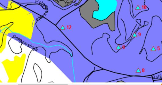 Paikkatietoportaalissa pohjavesialueet määriteltiin korkeusasemaltaan korkeammalle kuin maanpinta, jolloin pohjavesialueiden tarkastelu on yksinkertaisempaa.