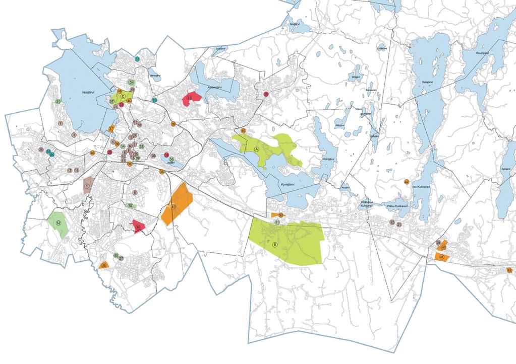 Kaavatyökohteet 2019 2021 VUODEN 2019 KAAVOITUSKOHTEET Kaavarungot ja selvityskohteet Kerrostalo- ja rivitalokohteet sekä muut niitä vastaavat kohteet Omakotitalokohteet Elinkeinoelämän kohteet ja