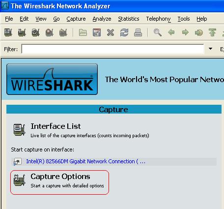 16 Kuva 6. Wireshark -aloitusikkuna 5.