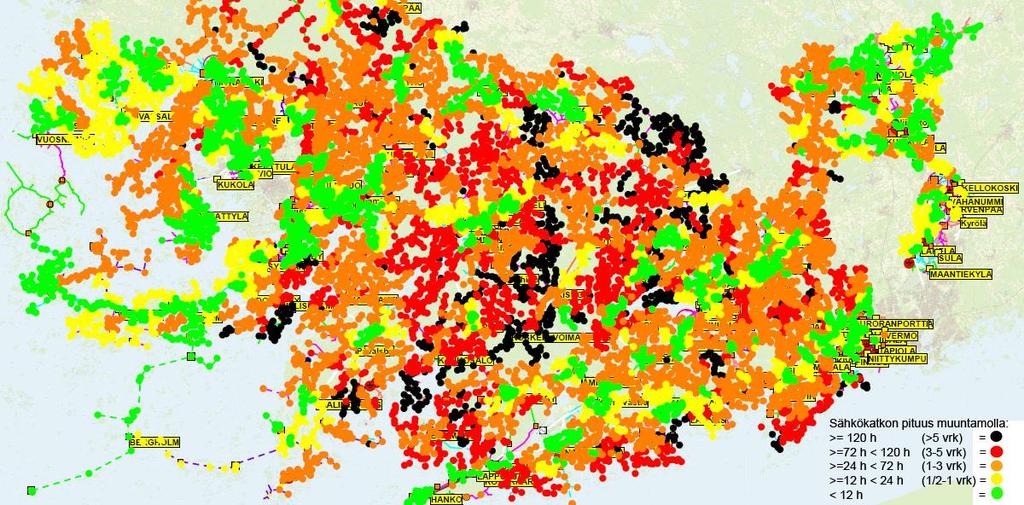 7 Tapani-myrskyn vaikutukset Asiakasmäärä