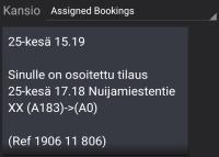 11. Vakiokyytien listaus Jos autolle on tulossa vakiotilaus, ts. autolle osoitettu tilaus, saa kuljettaja siitä viestin, kun tilaus tulee järjestelmään.