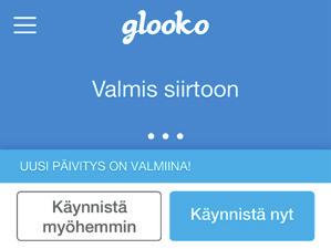 Glooko Transmitter -laitteen selitys: Glooko Transmitter -laitteen käynnistäminen Glooko Transmitter käynnistyy. Glooko Transmitter saattaa käynnistyksen yhteydessä pyytää lisämääritystä.