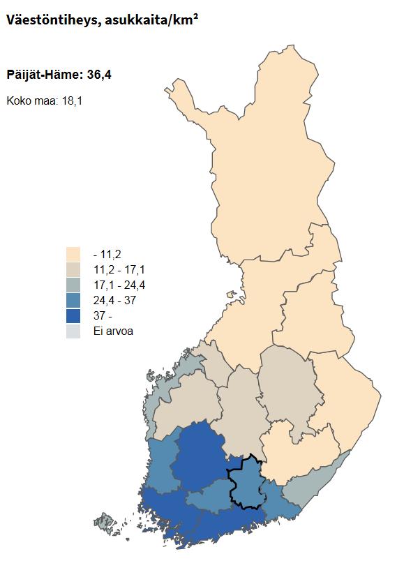 Päijät-Häme maakuntana on palvelujen järjestämisen näkökulmasta kompakti. Noin 90 % väestöstä asuu 40 kilometrin säteellä Lahden keskustasta.