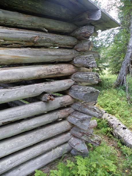 seinät ovat mäntypuuta, osin kuorimatonta, raot erottuvat selvästi, osa