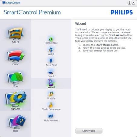 3.5 Philips SmartControl Premium Phillipsin uusi SmartControl Premium -ohjelmisto mahdollistaa näytön säädön näytön helppokäyttöisen grafiikkaliitännän välityksellä.