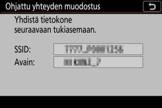 Valitse Muodosta yhteys tietokoneeseen kameran asetusvalikossa ja korosta sitten Verkkoasetukset ja paina 2.