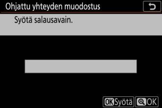 5 Kirjoita salausavain. Kun sinua pyydetään syöttämään langattoman reitittimen salausavain, paina J ja syötä avain alla kuvatulla tavalla.