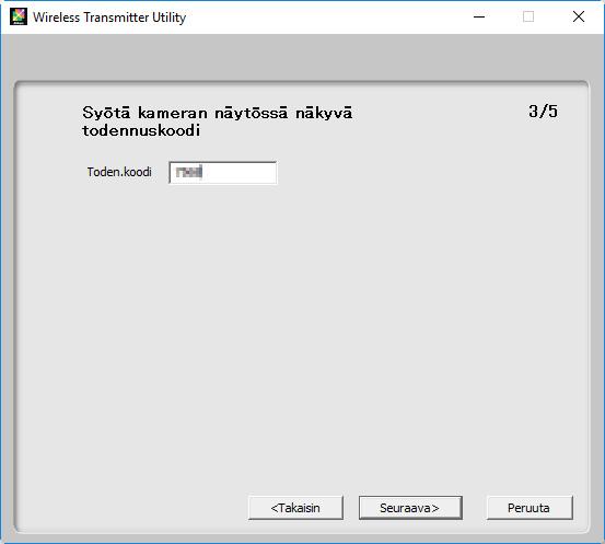 Syötä todennuskoodi Wireless Transmitter Utility