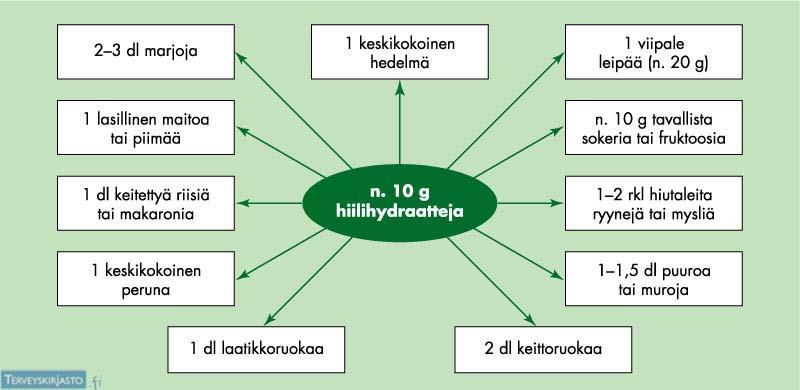 16 Kuvio 2. 10 gramman hiilihydraattiannoksia. (Nikkanen 2013a.