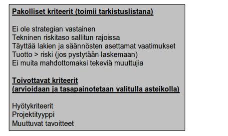 Luokittelu ja pisteytys: Pakolliset ja