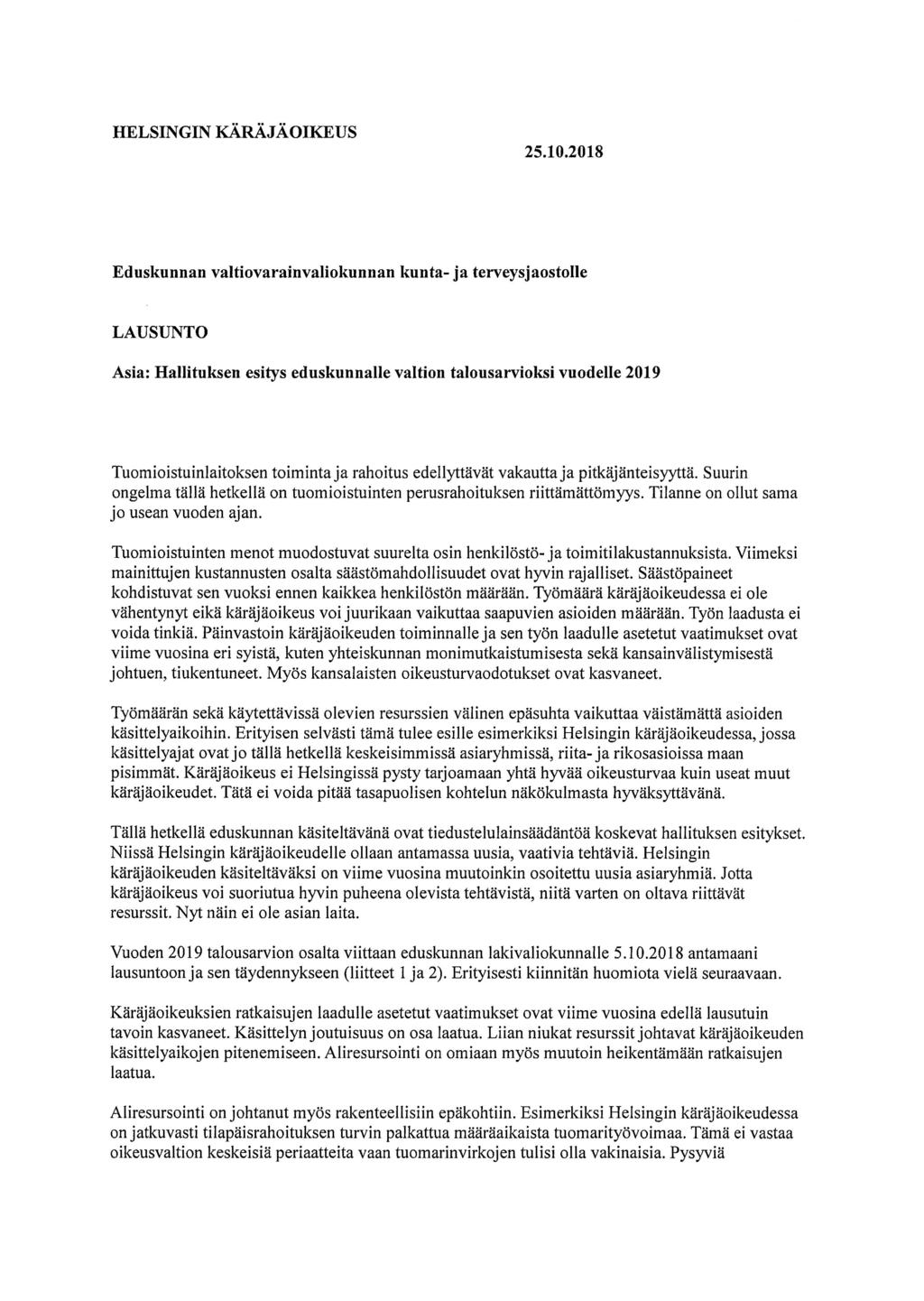 HELSINGIN KÄRÄJÄOIKEUS 25.10.