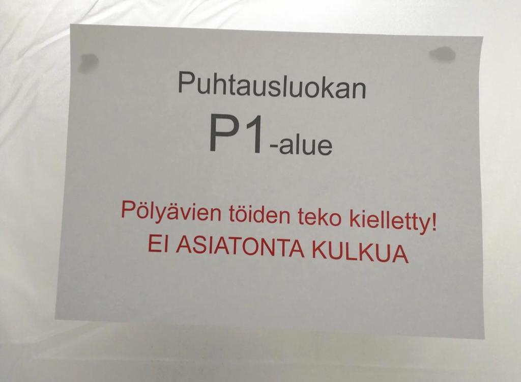 OSASTOINTI Rakennusalue alipaineistetaan ja eristetään osastoimalla puhtaista tiloista.