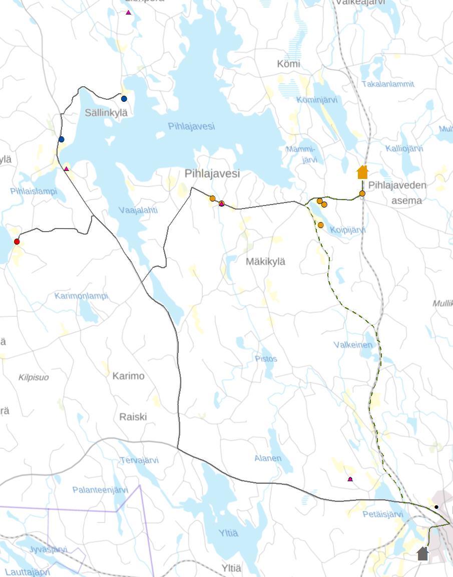 0-03 VE3: MUUTOKSET KOULUMATKAAN JA MATKA-AIKAAN Sällinkylän alueen lapsille voidaan hyödyntää yläastelaisen kuljetuksia Haapamäelle.