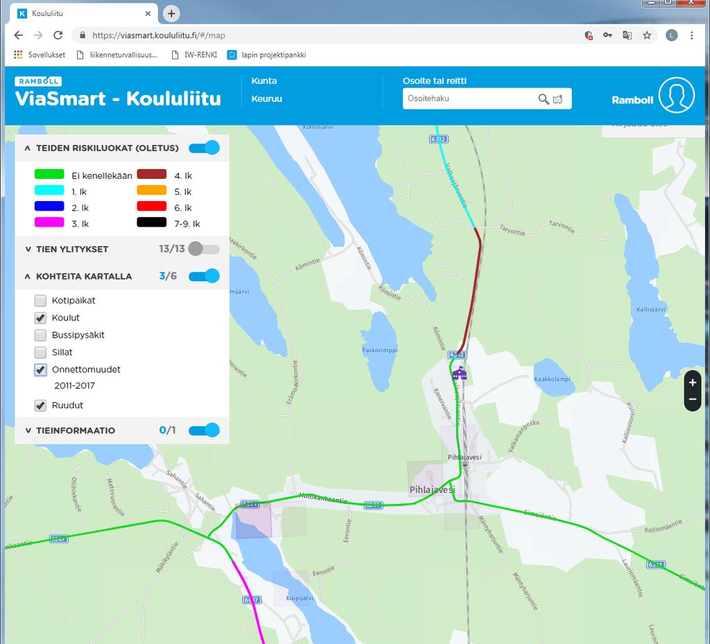 PIHLAJAVESI Pihlajaveden taajamassa koulumatkat ovat varsin turvallisia Asutus sijaitsee maanteiden 6 ja 6 varrella, joilta kouluun kulkemista ei