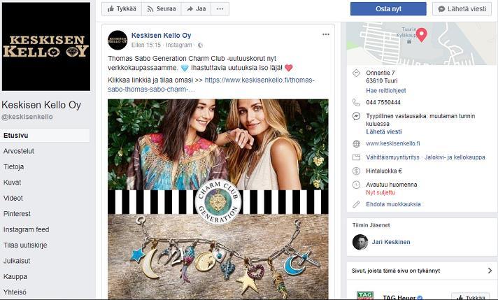46 Kuvio 8: Kuvakaappaus Keskisen Kello Oy:n Facebook-sivuilta.