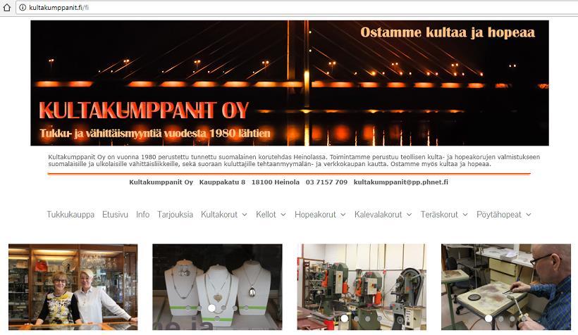 50 Kultakumppanit Oy on perustanut kotisivujensa yhteyteen verkkokaupan. Sivuston yläpalkkiin on eritelty tuotteet ryhmittäin: kultakorut, hopeakorut, kellot, Kalevalakorut, teräskorut ja pöytähopeat.