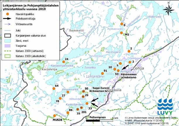 2 Aineisto ja menetelmät 2.1 Yhteistarkkailualueet Pohjanpitäjänlahteen Lohjanjärveltä Mustionjoen kautta laskeva Karjaanjoki on Uudenmaan suurin ja kalataloudellisesti merkittävin vesistöalue.