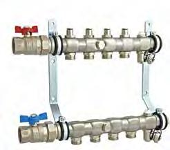 Teollisuusjakotukki THERMOSYSTEM LATTIALÄMMITYS JAKOTUKIT DN25 kulmapalloventtiilit meno ja paluupuolella. 17 mm puserrusliittimet ThermoSystem putkelle.