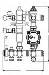SISÄLTYVÄT KOMPONENTIT Kiertovesipumppu Termostaatti- ja paluuventtiili. Puserrusliittimet 17 mm. Piirikohtaiset sisäänrakennetut säätöventtiilit Manuaalinen ilmausventtiili ja täyttöyhde.