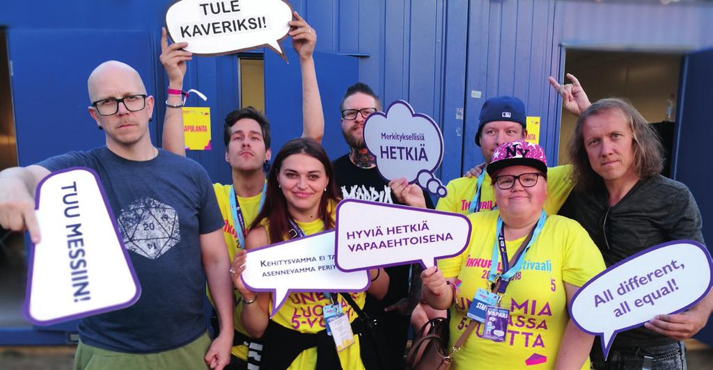KOULUTUKSET Vapaaehtoiseksi KOULUTUKSET SYYSKUUN KOULUTUSPAKETIN OHJELMA: Maanantai 2.9. klo 17 19:30 Vapaaehtoistoiminta Kehitysvammatuki 57 ry:ssä Tämä kerta on kaikille vapaaehtoiseksi haluaville.