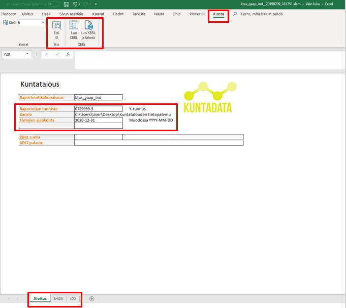 Valtiokonttori 4 (12) 2 Rakenne Tietojen toimittamisen Excel-lomake koostuu Aloitus-välilehdestä sekä kyseessä