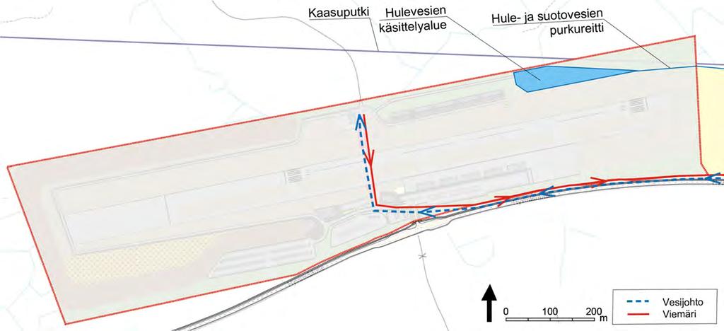 Ympäristövaikutusten arviointiselostus 10.5.2019 19 (104) 4.12 Vesihuollon järjestäminen Lentokenttätoiminnoista muodostuu hyvin vähän jätevesiä.